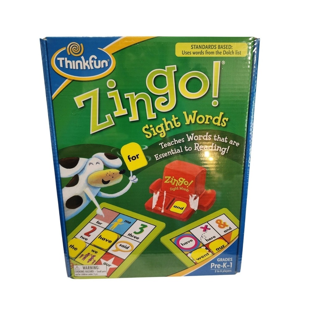ThinkFun Zingo Sight Words Educational Reading Game Pre-K 1 Ages 4-7 New Sealed